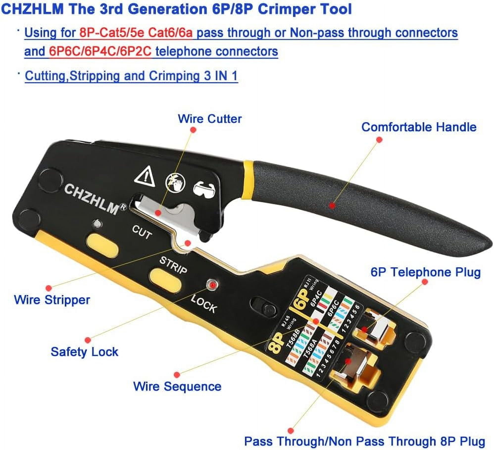 TRAHOOPass Through Crimper RJ45 Crimp Tool Kit RJ45 Crimping tool