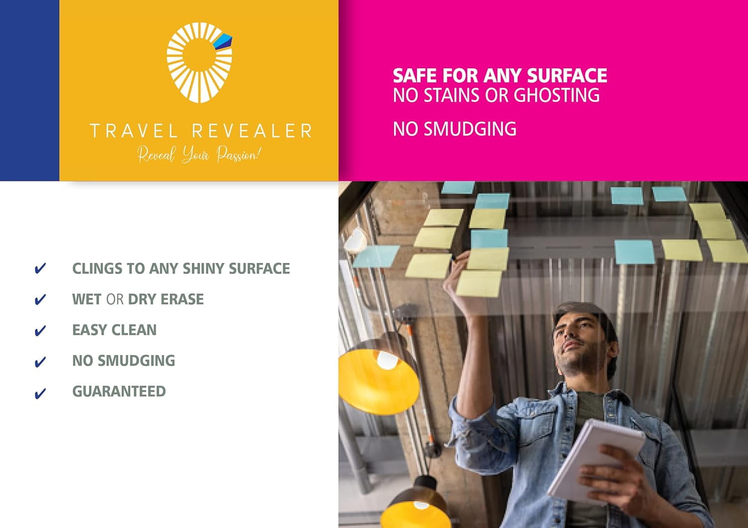 TRAHOO-Pastel Dry Erase Sticky Notes 3x3 Reusable Sticky Notes Cute