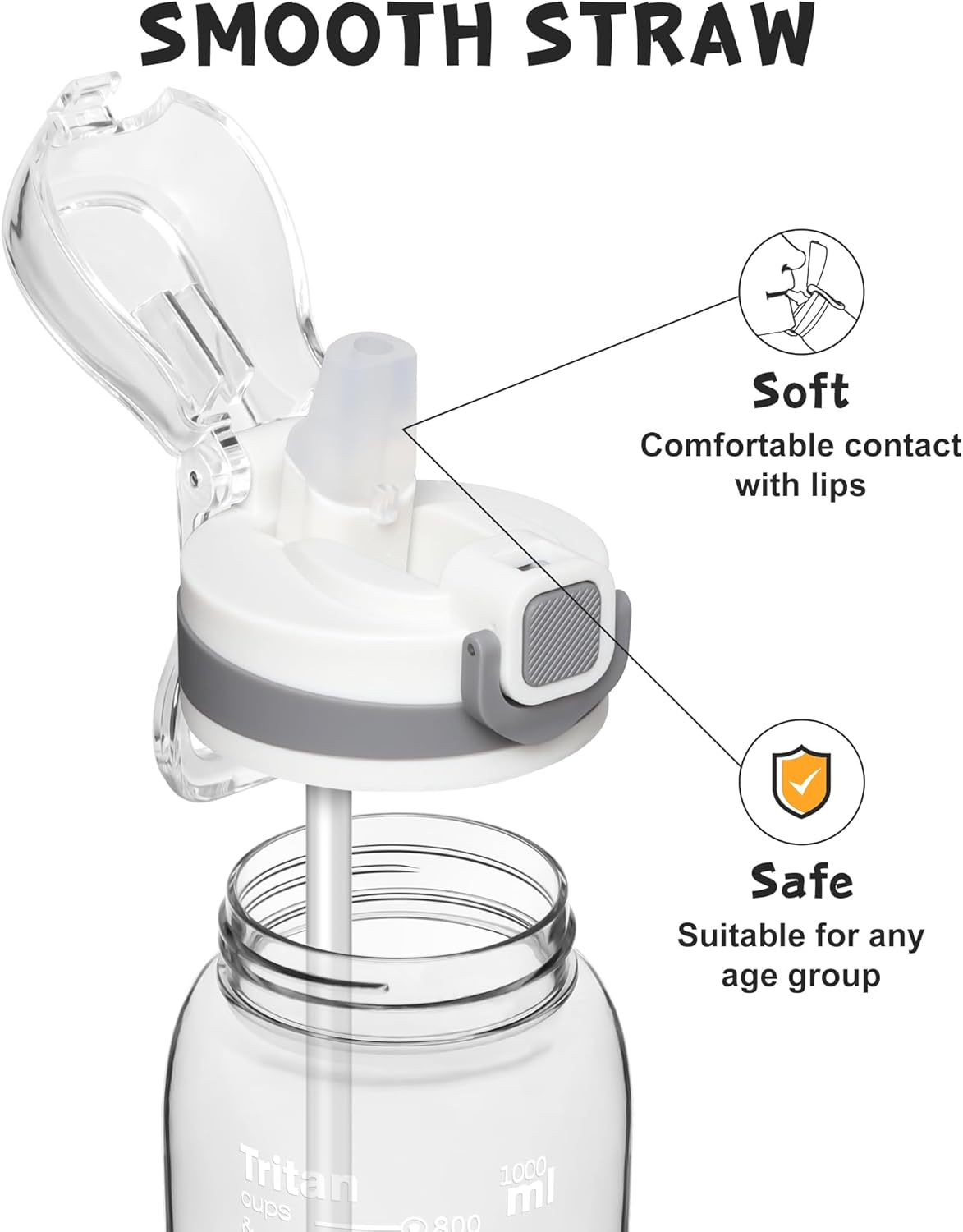 TRAHOOPeak Water Bottle with Straw Cap, BPAFree, Leak Proof Flip Top