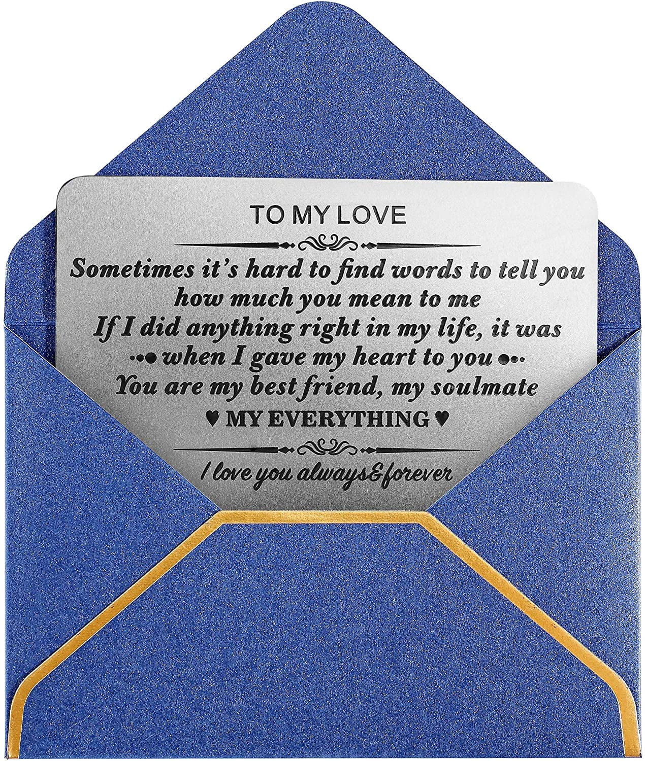 Engraved Wallet Insert Card - Love Note Gift For Him Or Her, Aluminum, 3.5x2 Inch - View #8