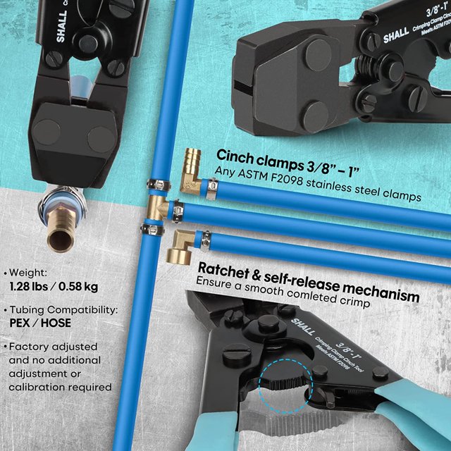 TRAHOOPex Crimping Clamp Cinch Tool and Pipe Hose Cutter, Pipe Fitting