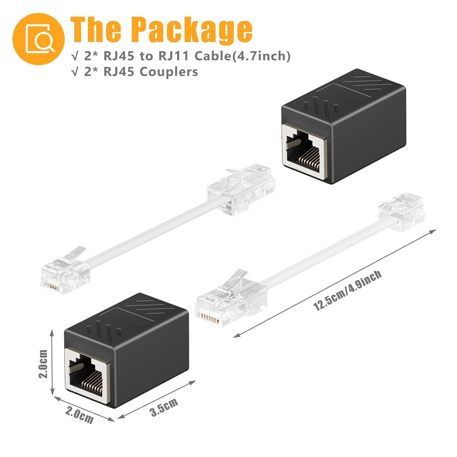 TRAHOOPhone Jack to Adapter, RJ11 to RJ45 Adapter, RJ45