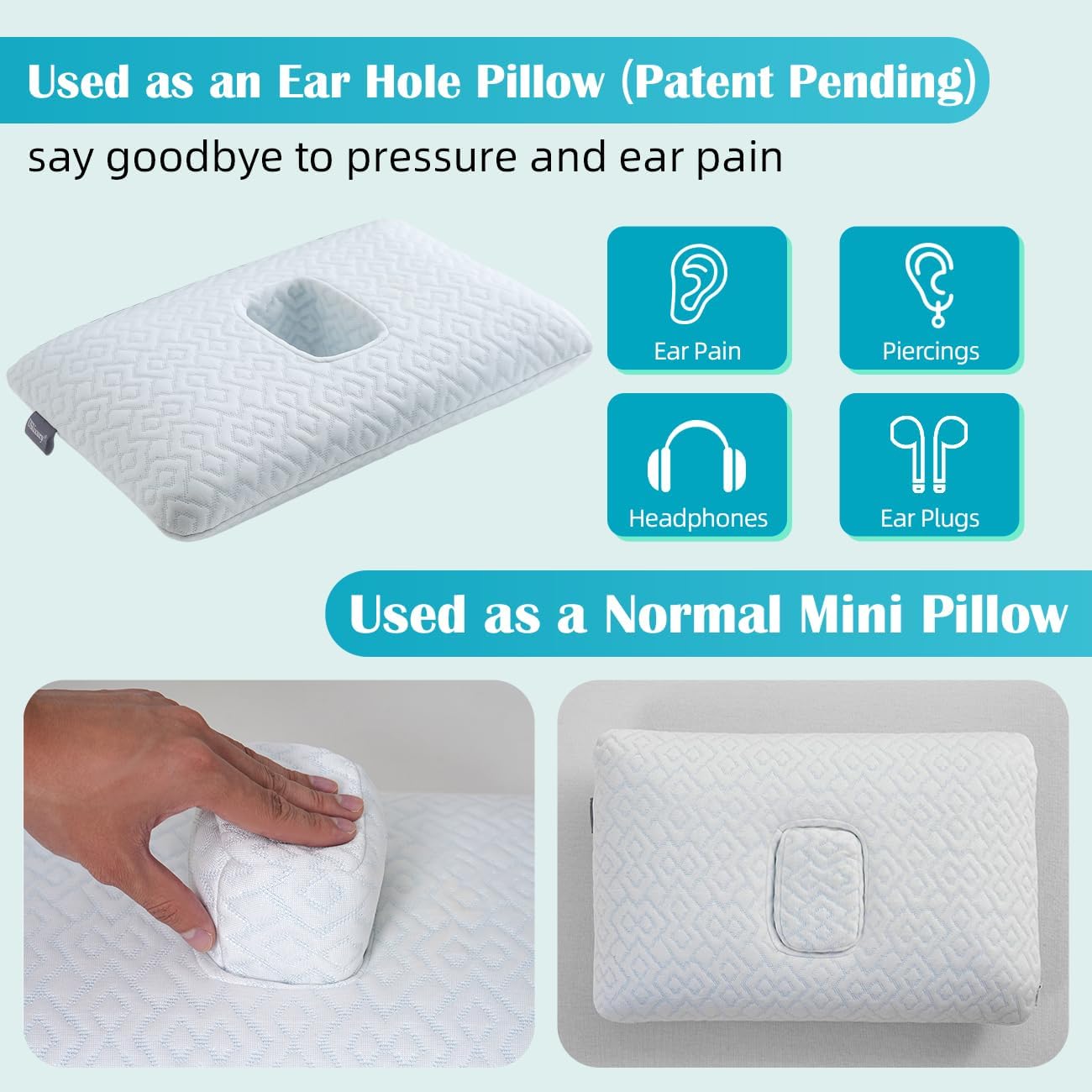 TRAHOOPiercing Pillow Ear Piercing Pillow with Foam Plug, 4''H Ear