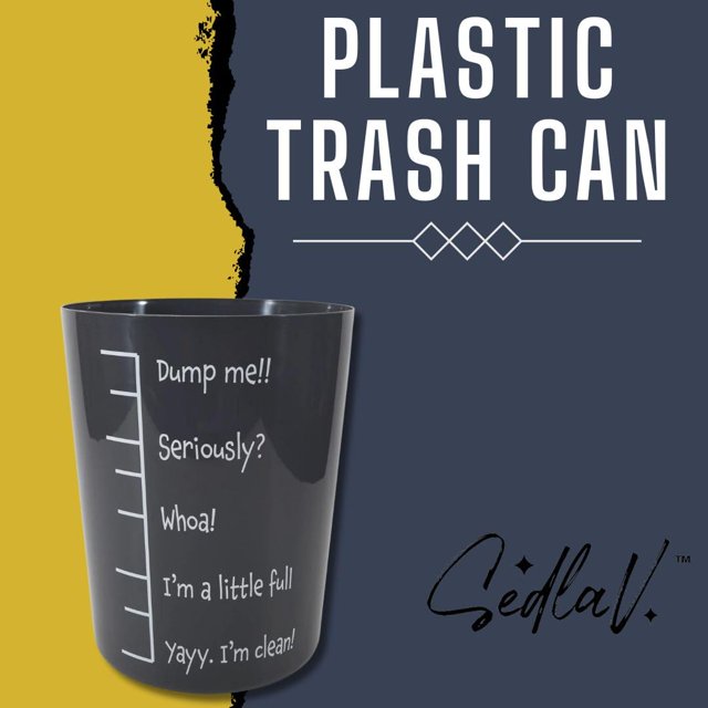 TRAHOOPlastic Office Trash Can, 3 gal (Black Fill Measure)