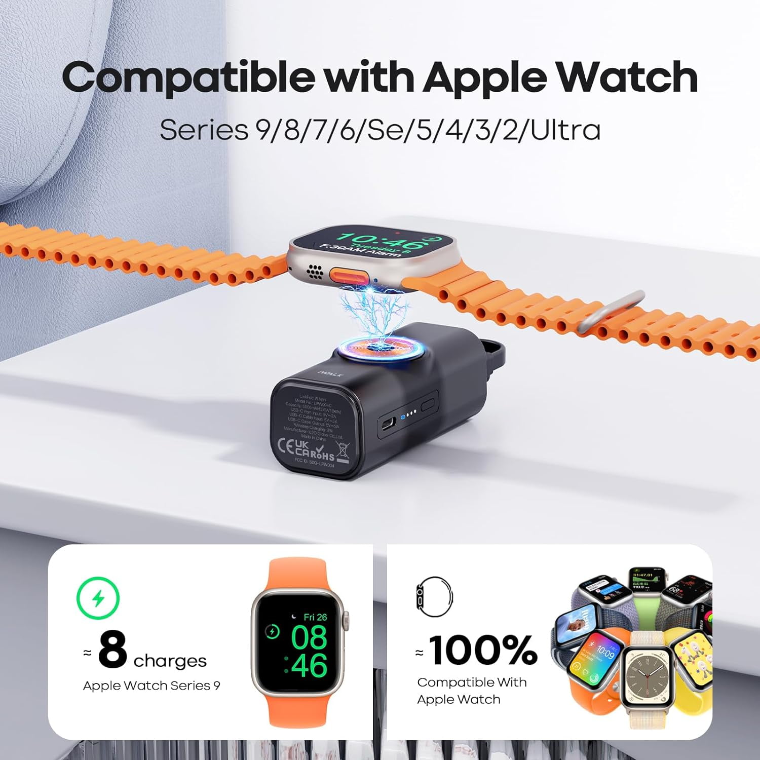 TRAHOOPortable Apple Watch Charger 5000mAh 15W Fast Charging iWatch