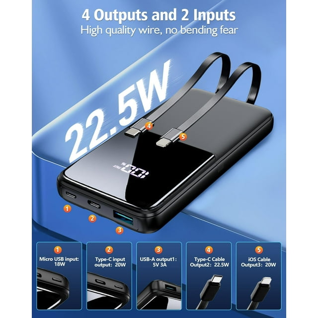 TRAHOOPortable Charger Power Bank 15000mAh Fast Charging Powerbank