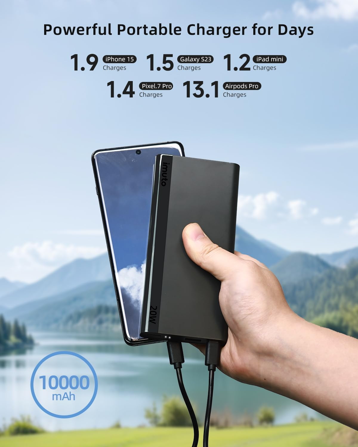 TRAHOOPortable Charger, Slim 20W PD 10000mAh Power Bank, USB C in