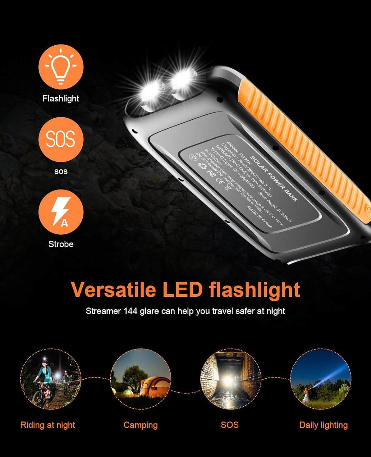 TRAHOOPowerBankSolarCharger 20000mAh Power Bank, Portable Charger