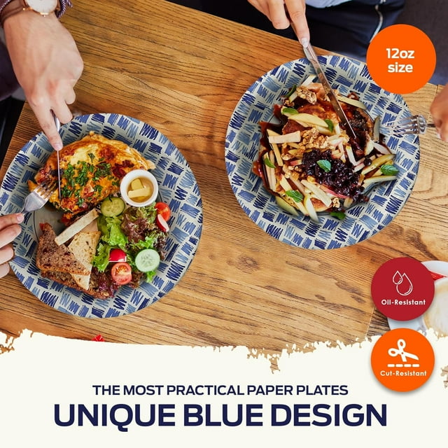 TRAHOOPremium Paper Plates, 12 Oz Bowl [Pack of 50] HeavyDuty