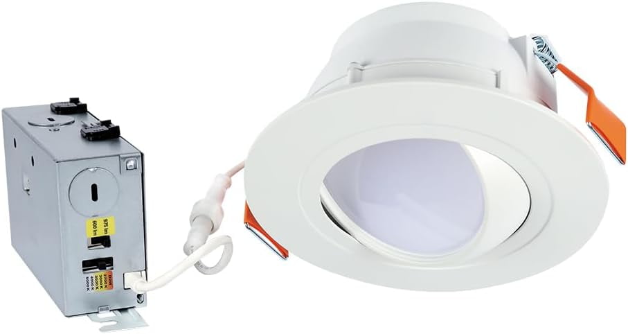White Aluminum 6-Inch Adjustable LED Downlight with Selectable Color Temperatures