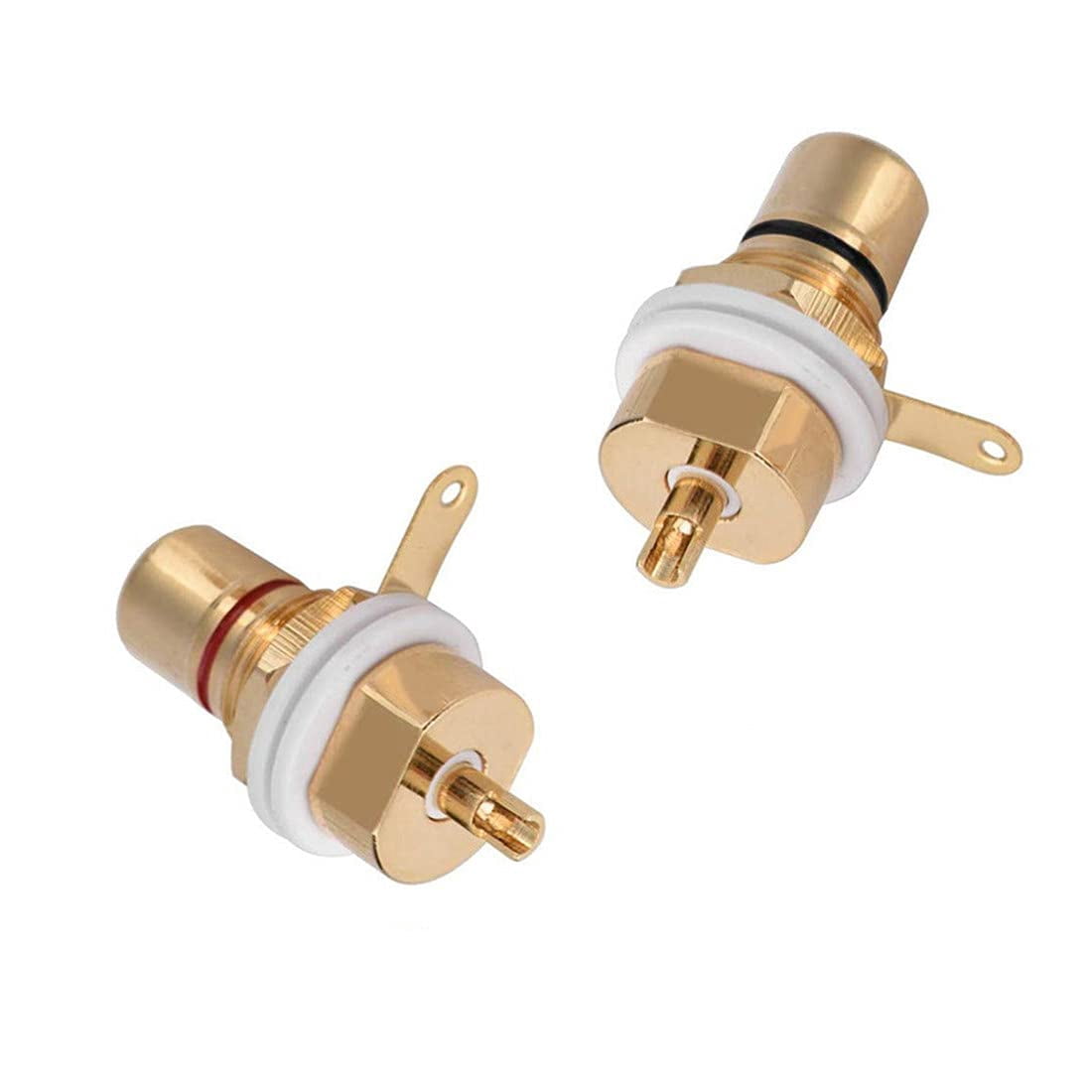 TRAHOO-RCA Terminal Gold Plated Copper RCA Panel Mount Female Jack ...