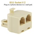 TRAHOORJ11 Duplex Wall Jack Adapter Dual Phone Line Splitter Wall Jack