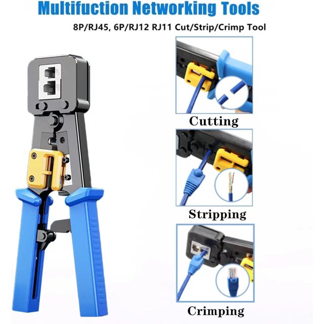 TRAHOORJ45 Crimp Tool Kit, Pass through Cat5 Cat5e Cat6 RJ45 Crimping