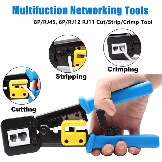 TRAHOORJ45 Crimp Tool Kit Pass Through, Cat5 Cat5e Cat6 RJ45