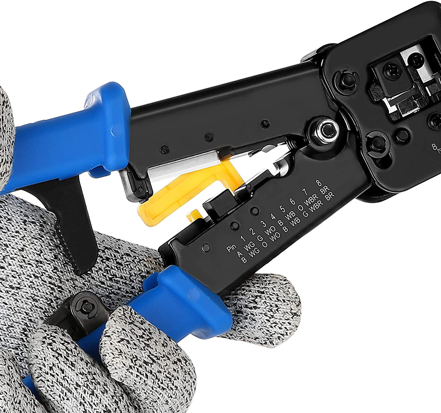 TRAHOORJ45 Crimp Tool Kit Pass Thru Cat5 Cat5e Cat6 RJ45 Crimping Tool