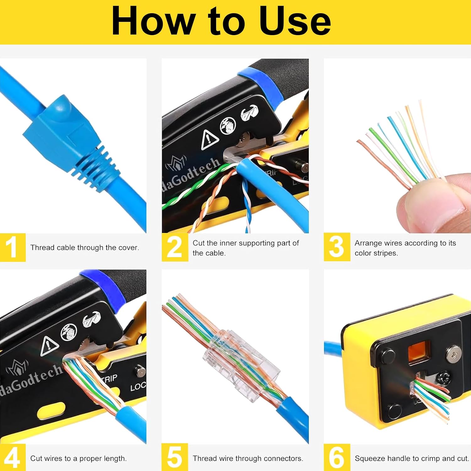 TRAHOORJ45 Network Tool Kit, Pass Through Cat6 Crimping Tool