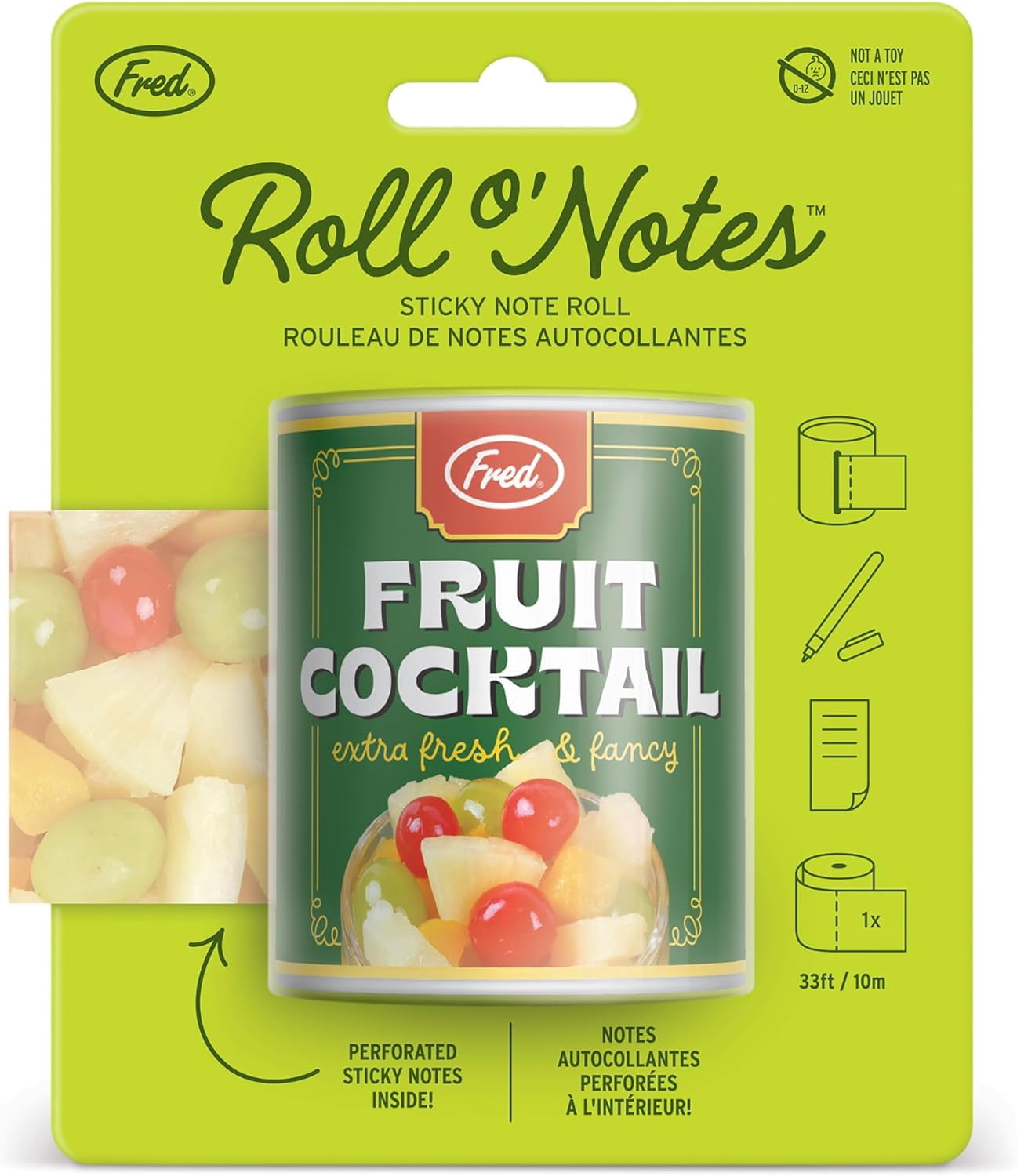TRAHOO-ROLL O'NOTES Fruit Cocktail, Perforated Sticky Roll Notes ...