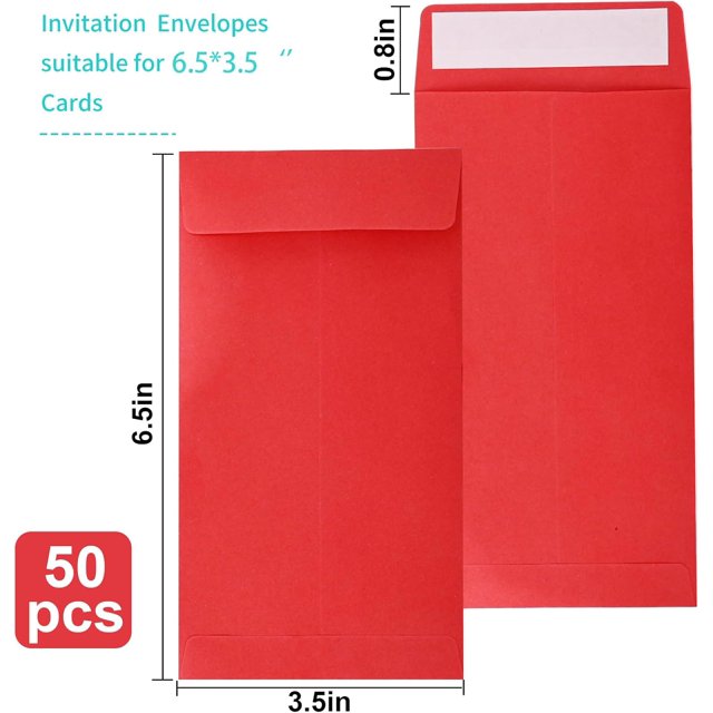 TRAHOORed 100 Pack Cash Envelopes 3.5 x 6.5 inch,Coin Self Seal