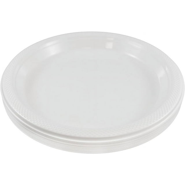 TRAHOORound Plastic Party Plates Medium 9 inch White 20/Pack