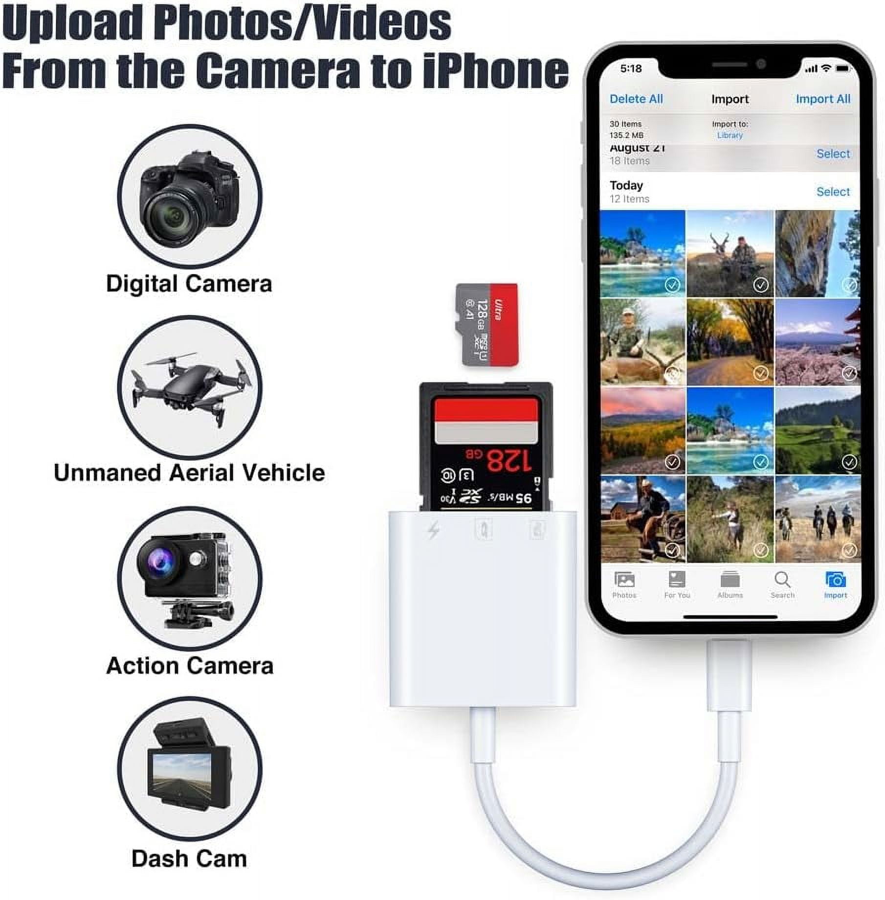 TRAHOOSD Card Reader for iPhone/iPad, Micro SD Card Adapter,Memory SD