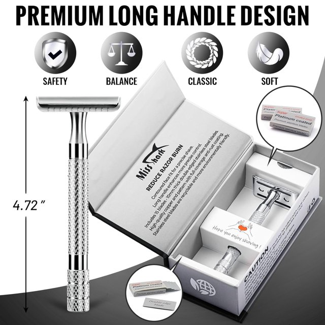 TRAHOOSafety Razor for Men with 15 Stainless Steel Double Edge Blades