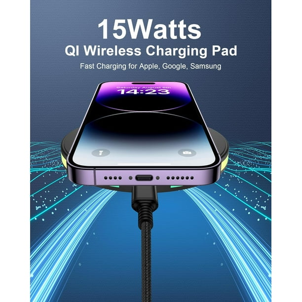 TRAHOO-Samsung Wireless Charger for Samsung Galaxy S23 Ultra S22, 15 W QI Wireless Charging Pad for Apple iPhone 15 Pro Max 15Pro 15 Plus 14 13 12, Android Google Pixel 8 Pro 7 7a 6 pro Qi-Enabled Co
