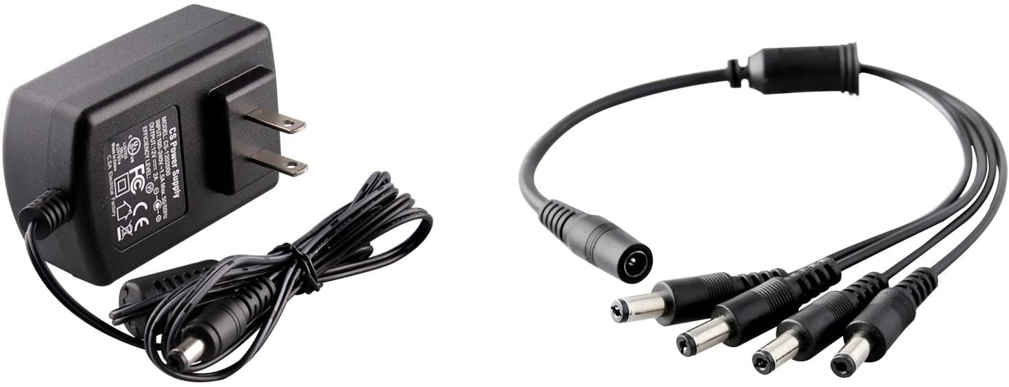 TRAHOOSecurity Camera Power Adapter with Splitter, Camera Cable 12V 2A