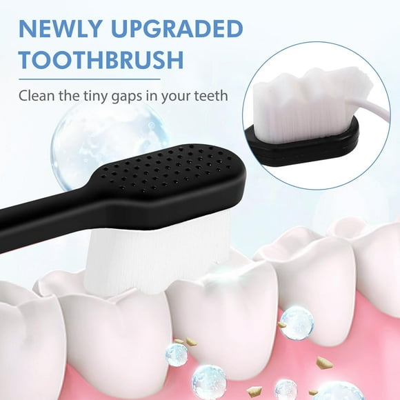 TRAHOO-Selene Teeth Toothbrush, S-Shape Extra Soft Toothbrushes, Micro Nano Manual Toothbrush with 20000 Soft Bristles for Sensitive Gums, Pregnant Women, Elderly, Kids(3 Pcs), Green Black White