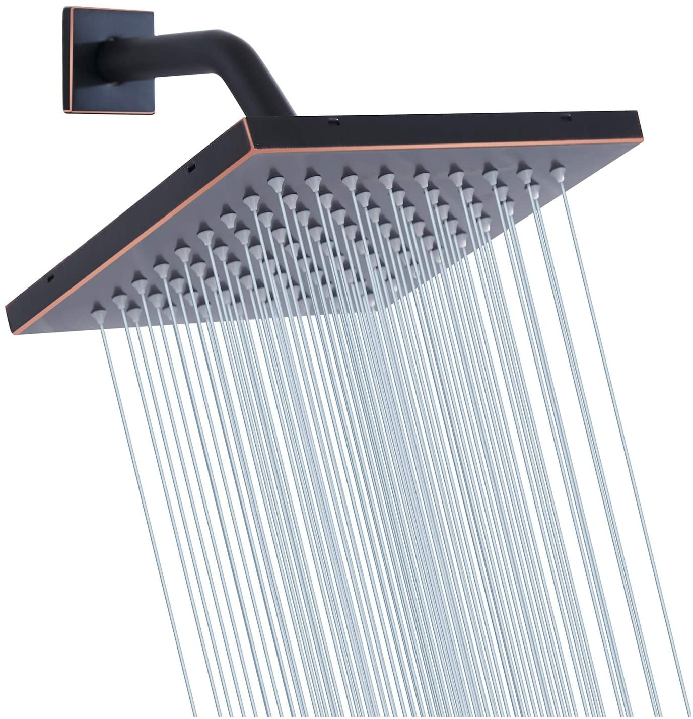 TRAHOO-Shower Head 8 inch Square Rain Stainless Steel High Pressure Oil Rubbed Bronze Shower Heads Rainfall Bath Shower Self-cleaning Silicone Nozzle