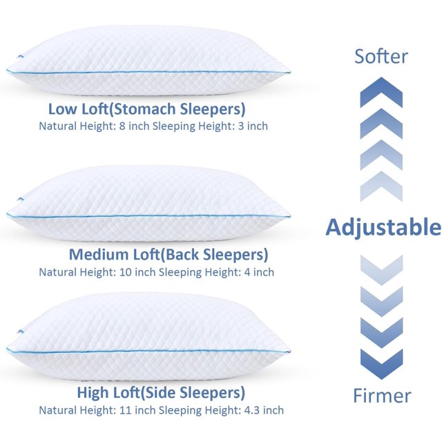 TRAHOOShredded Memory Foam Pillows for Sleeping 2 Pack Cooling Bed