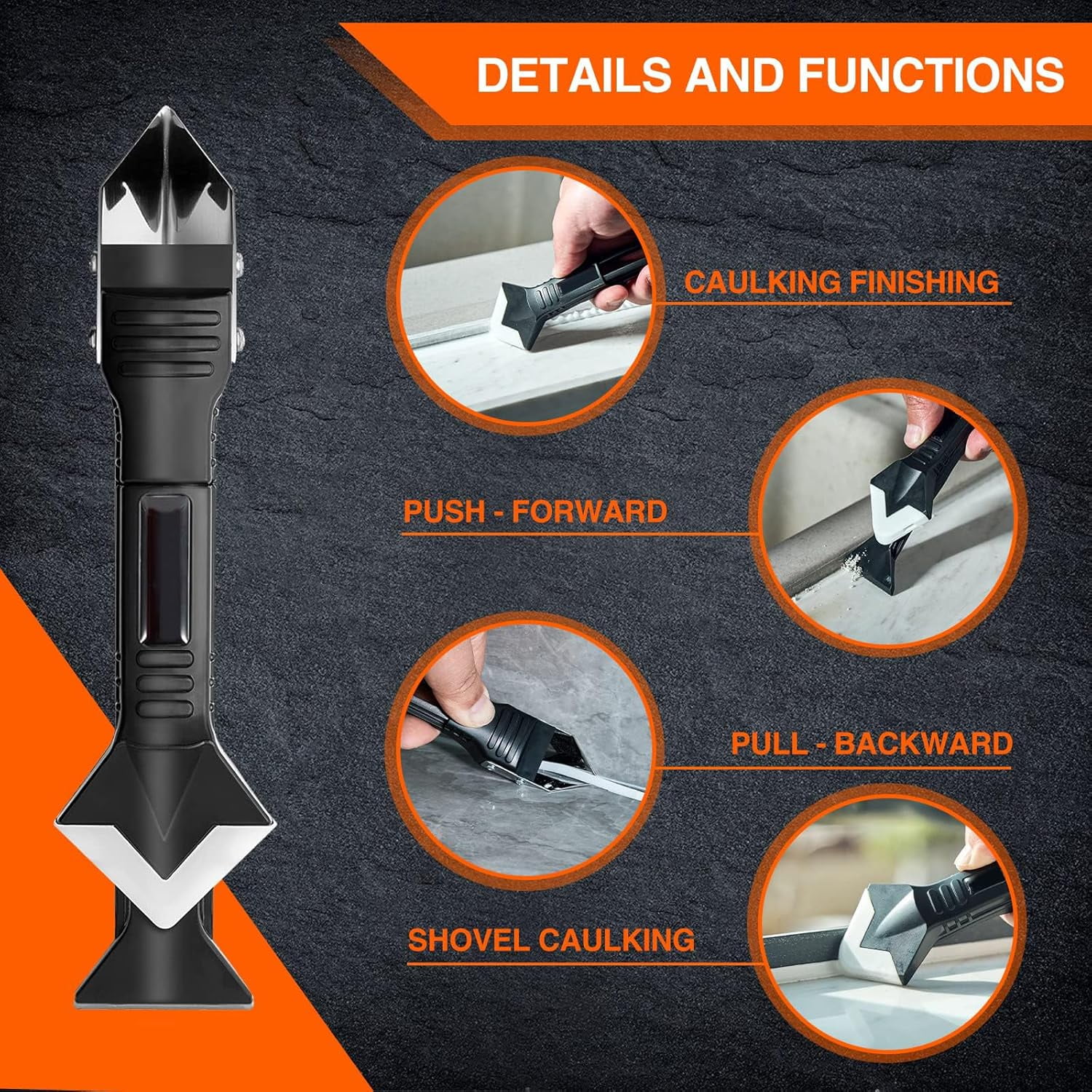 TRAHOOSilicone Caulking Tool 3 in 1 Caulking Multi Tool Silicone