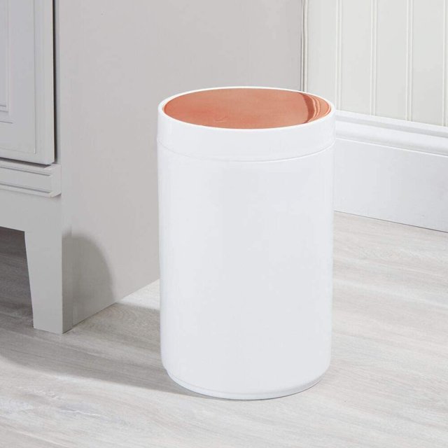 TRAHOOSmall Round Plastic Trash Can Wastebasket, Garbage Container Bin