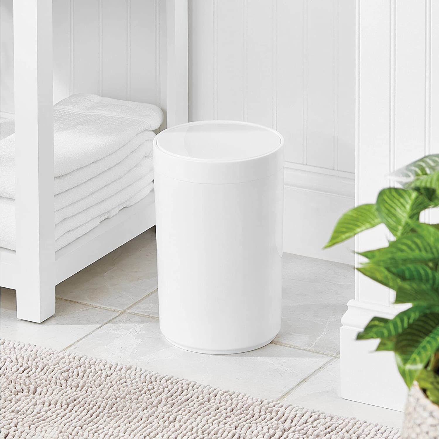TRAHOOSmall Round Plastic Trash Can Wastebasket, Garbage Container Bin