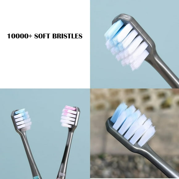 TRAHOO-Soft Toothbrushes, Adult Medium Bristle Toothbrushes with Fashion Color Crystal & Non-Slip Handle and Wide-Head and Square Hole Bristles, Soft Toothbrush for Sensitive Gums (6 Pack)