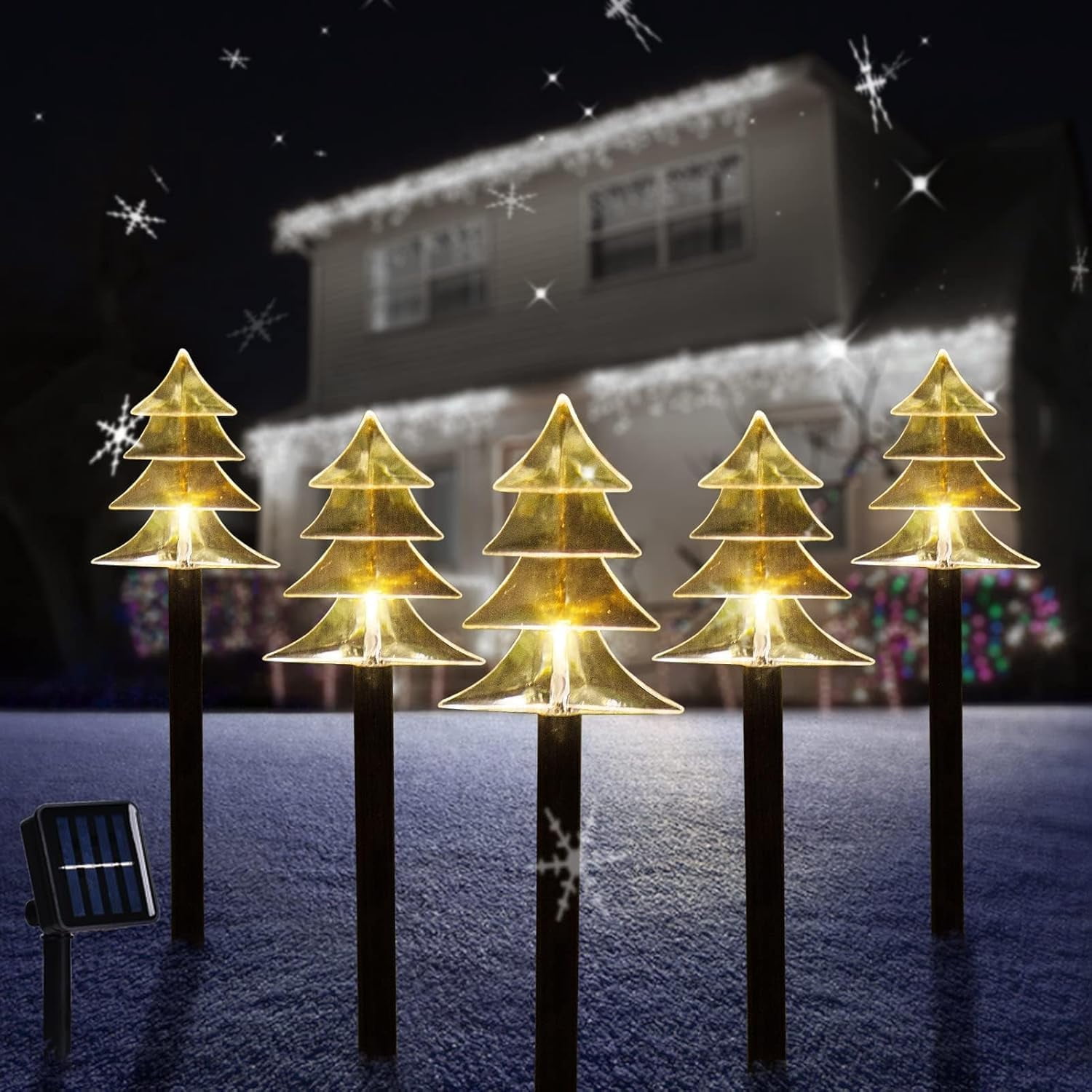 Luxspire Christmas Pathway Lights Outdoor, 8 Pack Solar Walkway Light Waterproof & Auto On/Off