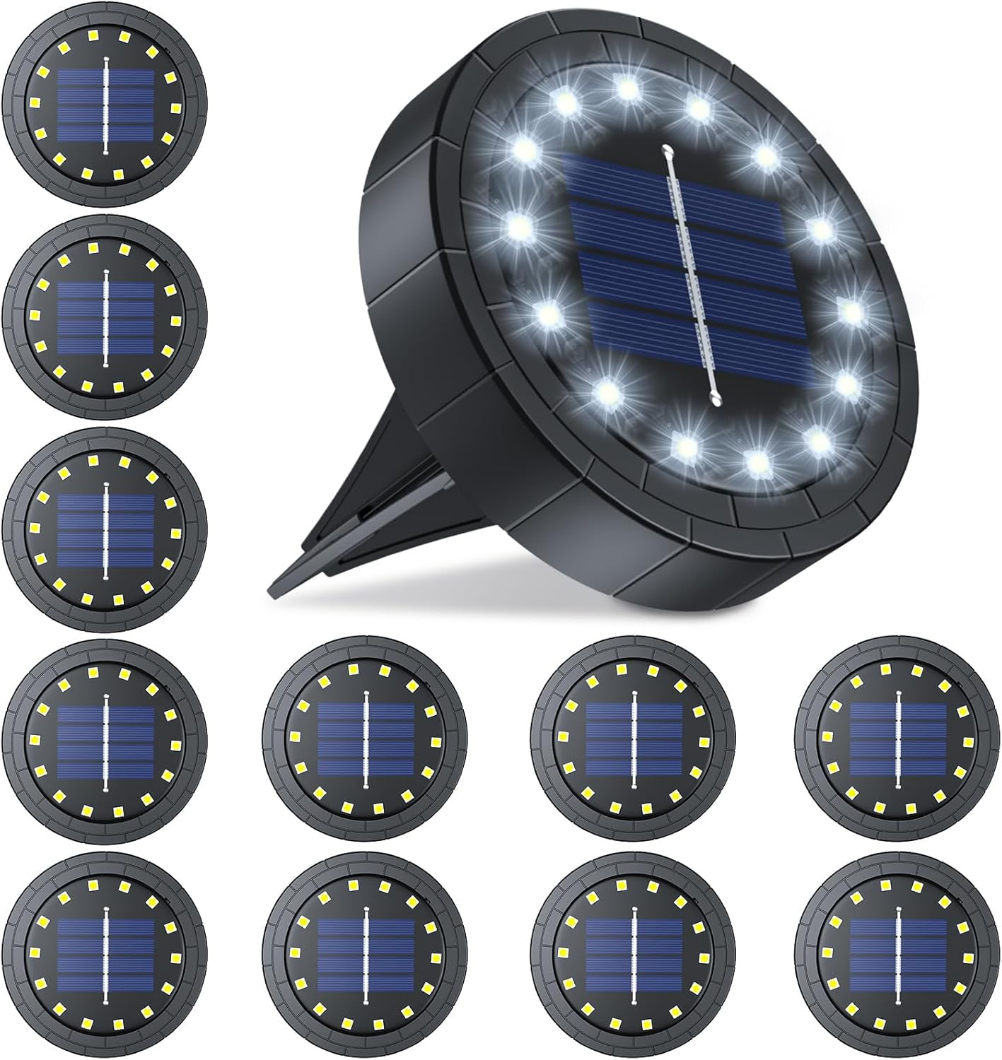 TRAHOOSolar Lights Outdoor 12 Pack, Pathway Waterproof IP65, Solar