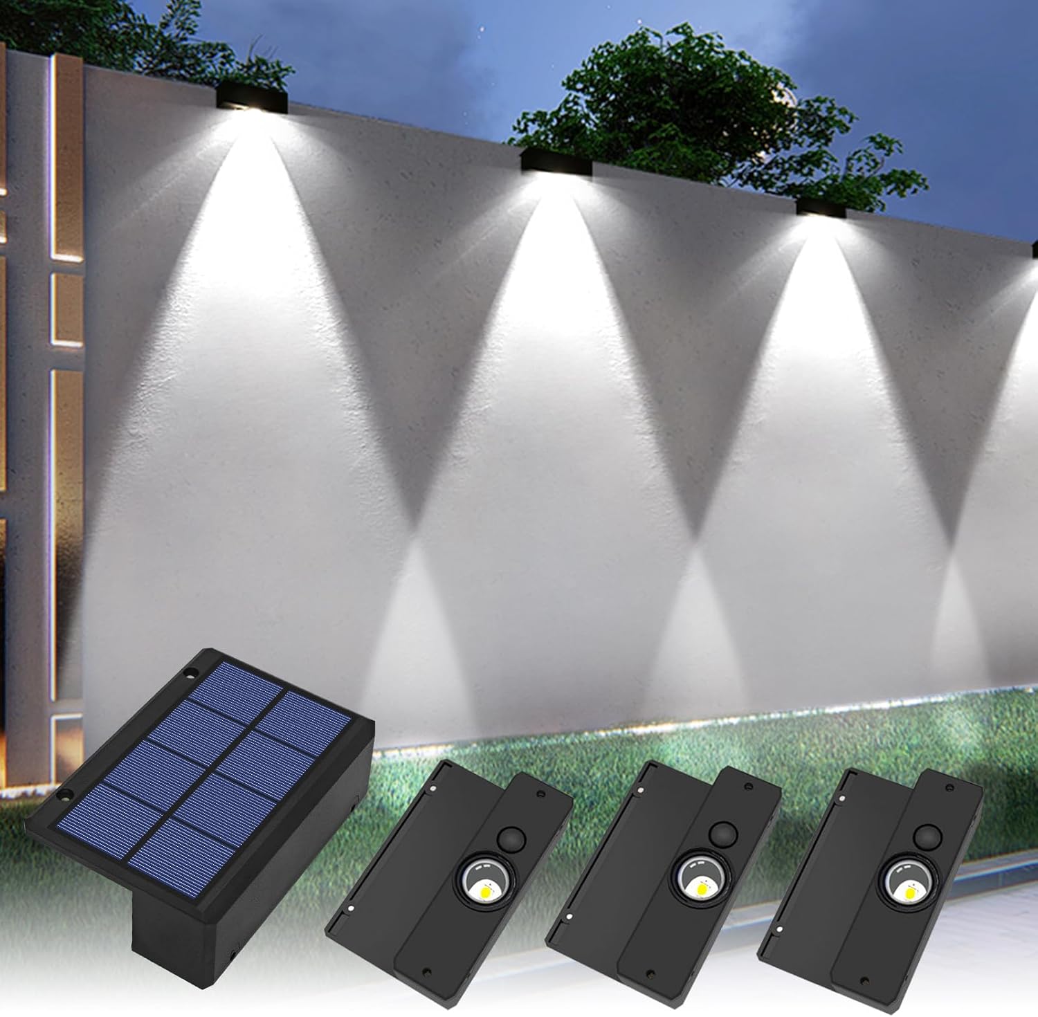 Ellasay fence lights solar powered 6 packsolar fence lights warm white