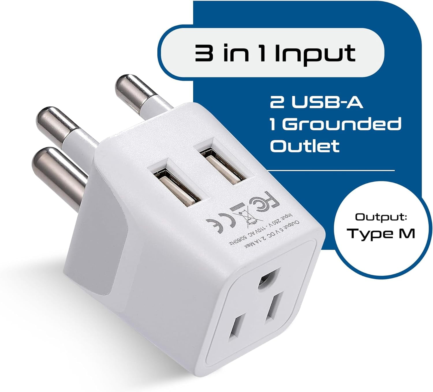 TRAHOOSouth Africa, Botswana Travel Adapter Plug With Dual USB + USA