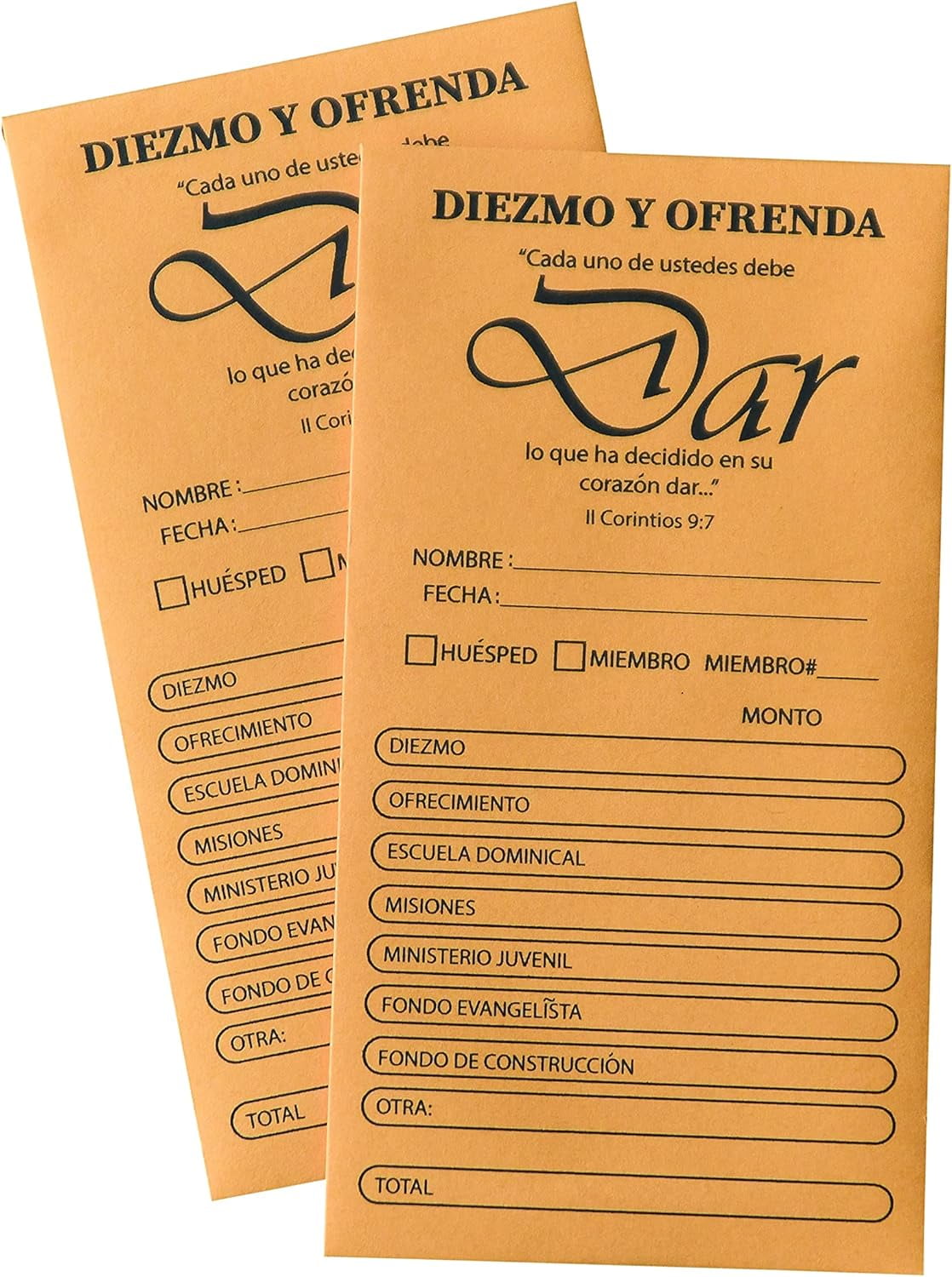 TRAHOOSpanish Coin Envelope, Tithe and Offering Envelopes for Church