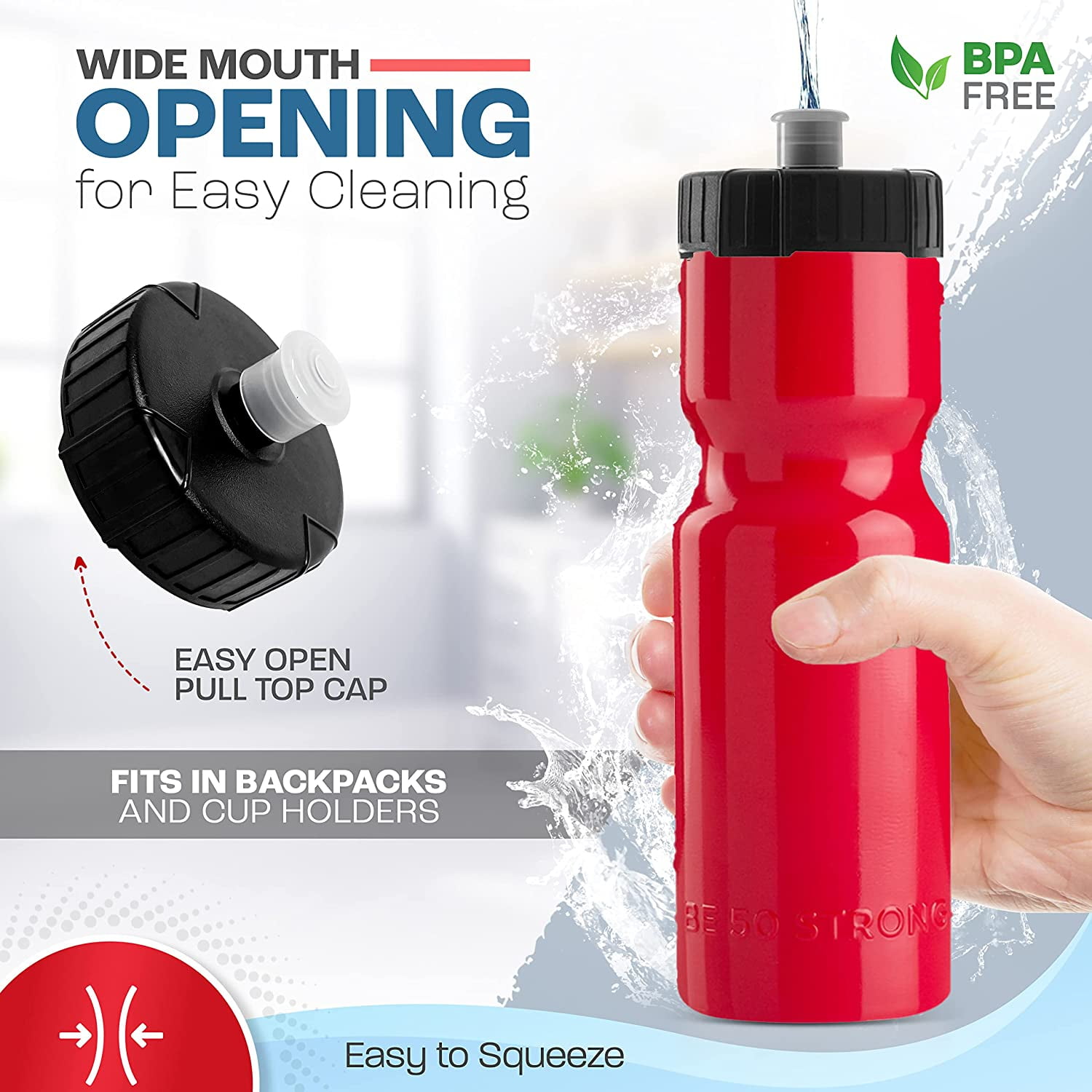 TRAHOOSports Water Bottle Reusable Squeeze Water Bottles 22 oz