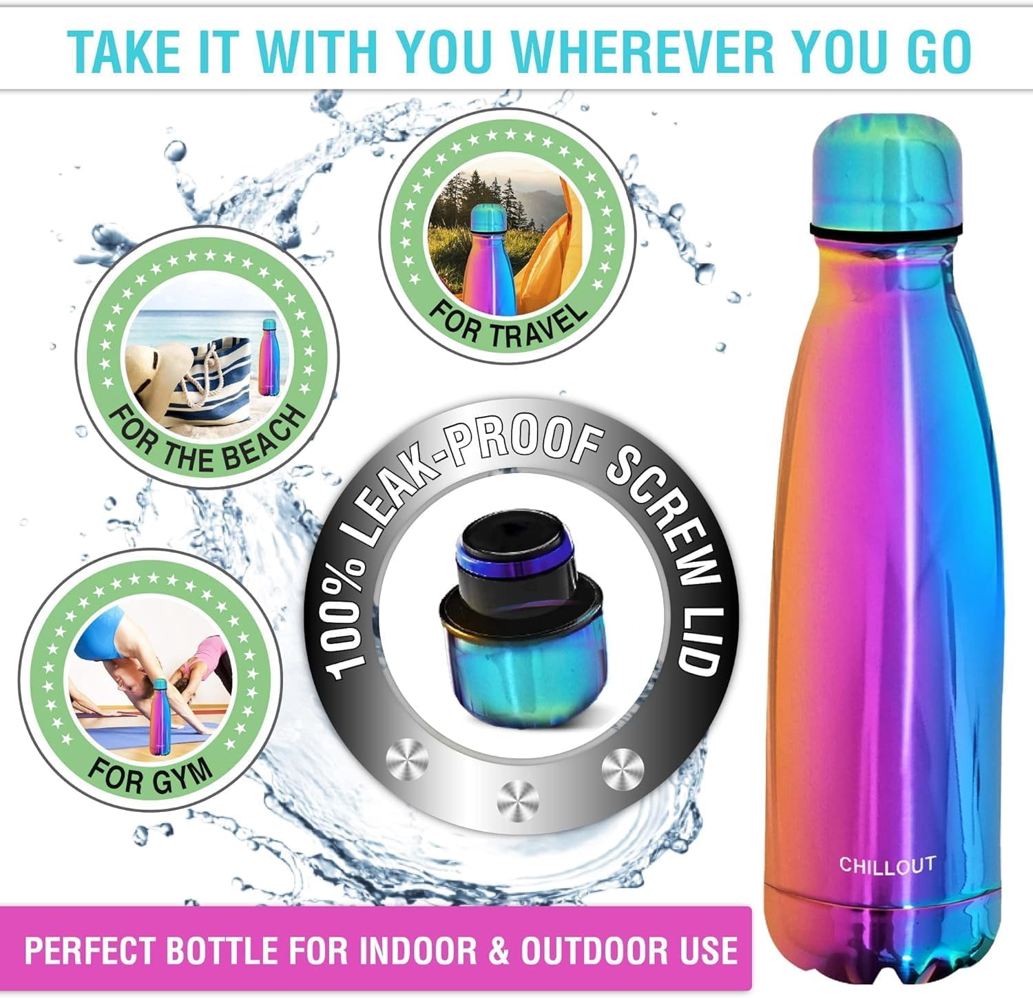 TRAHOOStainless Steel 2 Pack Water Bottle for Kids School 17 oz