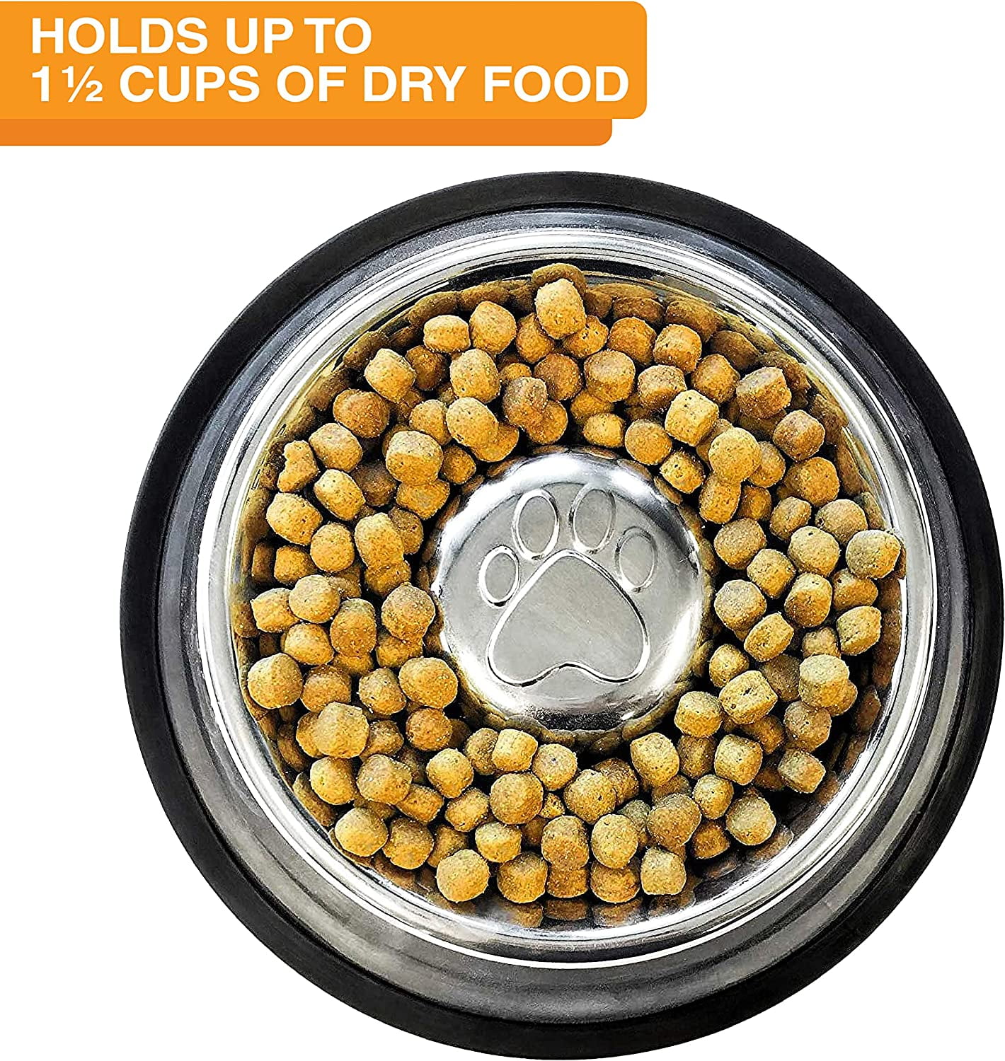 TRAHOOStainless Steel Slow Feed Bowl NonTip & NonSkid Stops Dog
