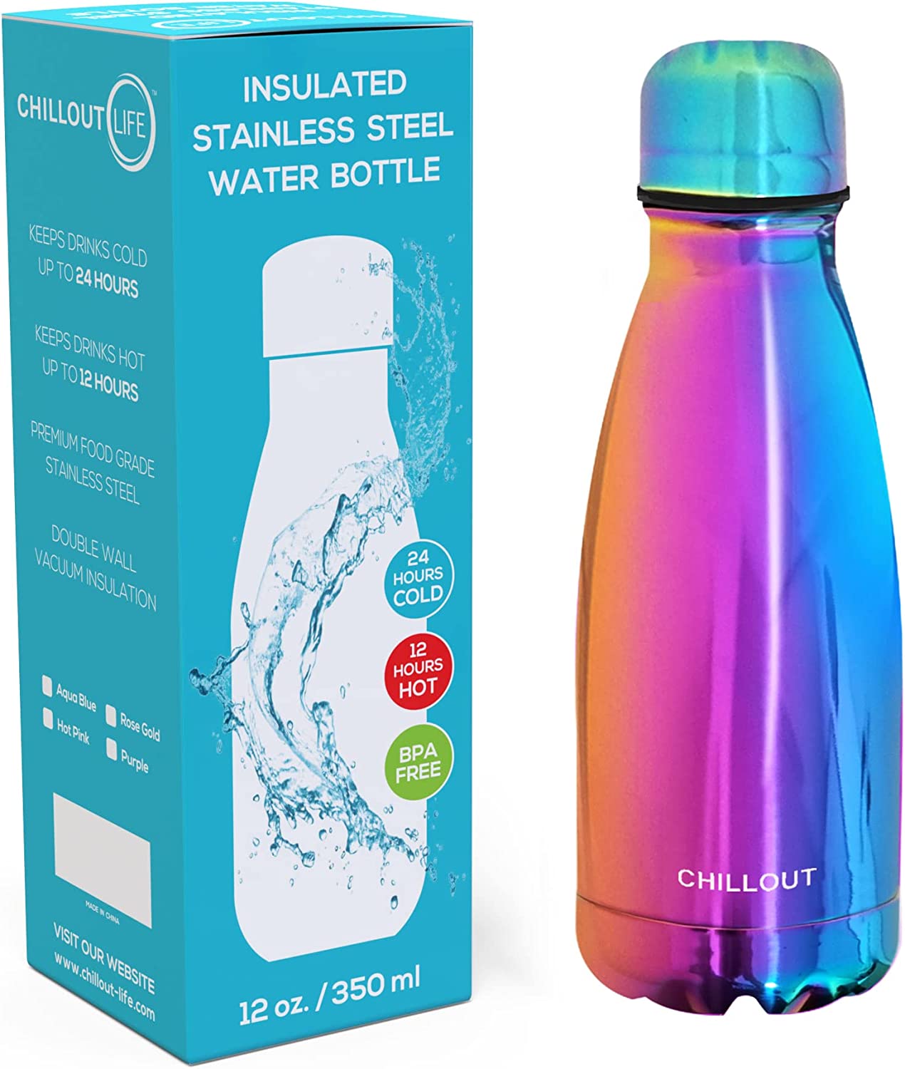 TRAHOOStainless Steel Water Bottle for Kids School, 12 oz Double Wall