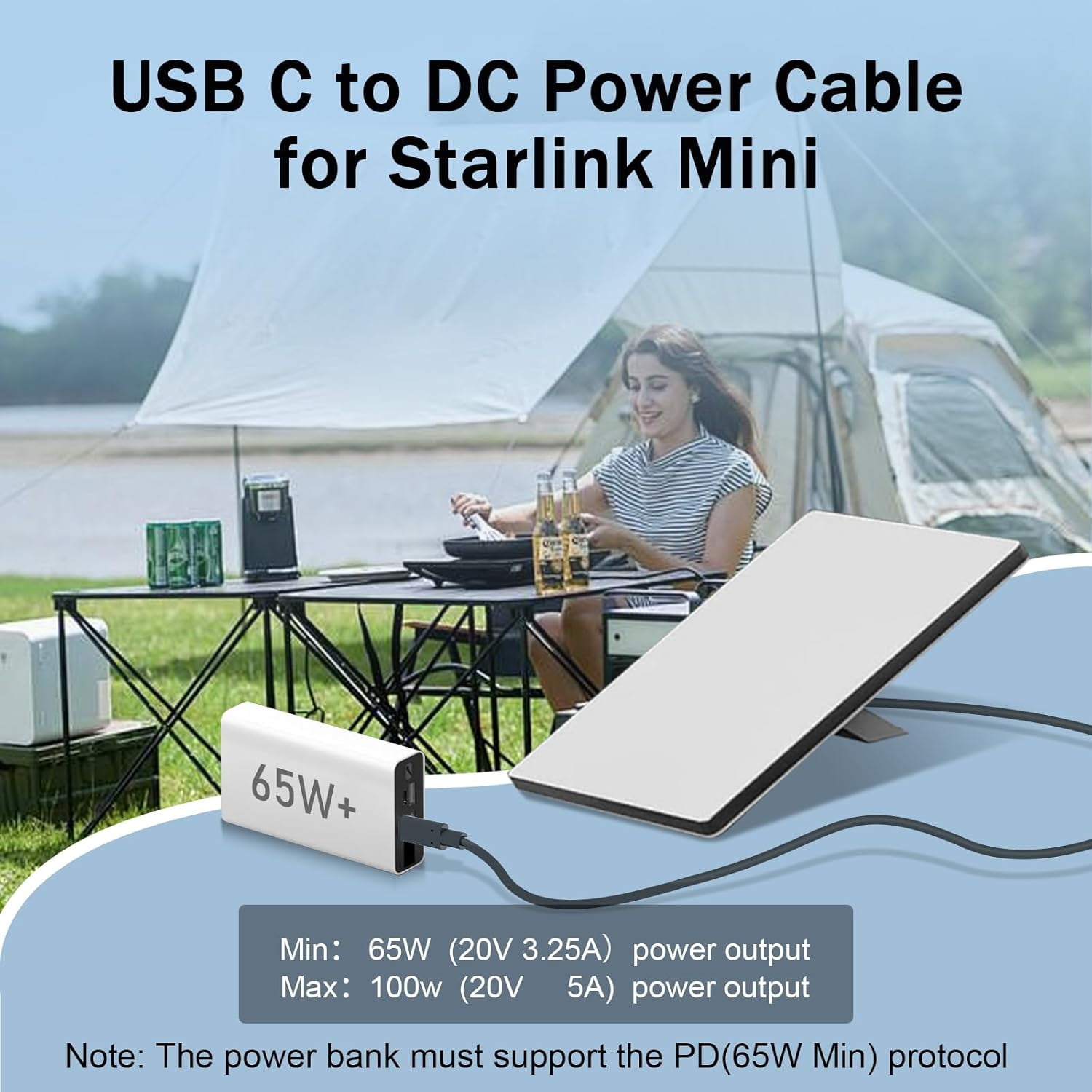 TRAHOOStarlink Mini USB C to DC Power Cable 2M/6.5FT, 100W USB TypeC