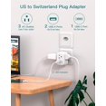 TRAHOOSwitzerland Travel Plug Adapter, Swiss Outlet Adapter with 3
