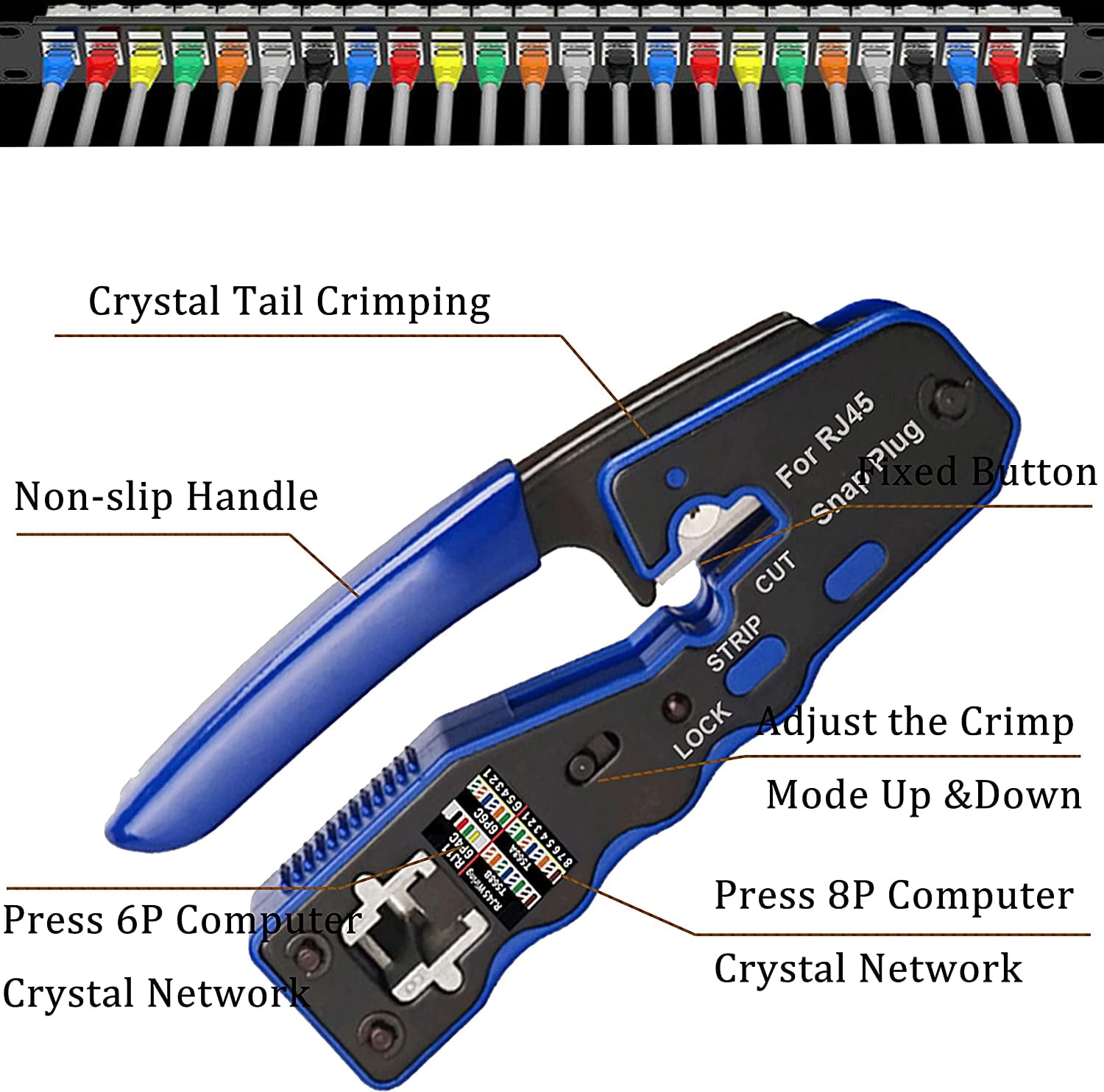 TRAHOOTAIWAIN CAT5 Crimping Set Network Crimp Tool Kit for RJ45/CAT6