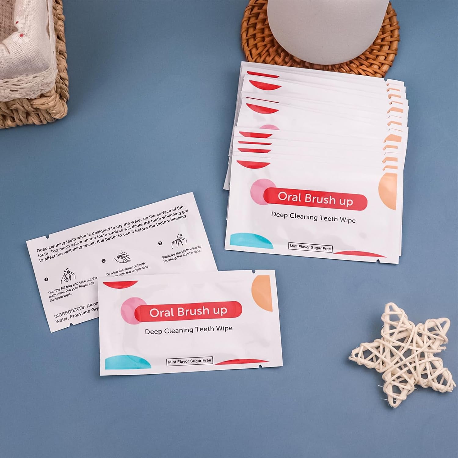 TRAHOOTeeth Wipes, Tooth Wipes Individually Wrapped, Mint Flavored