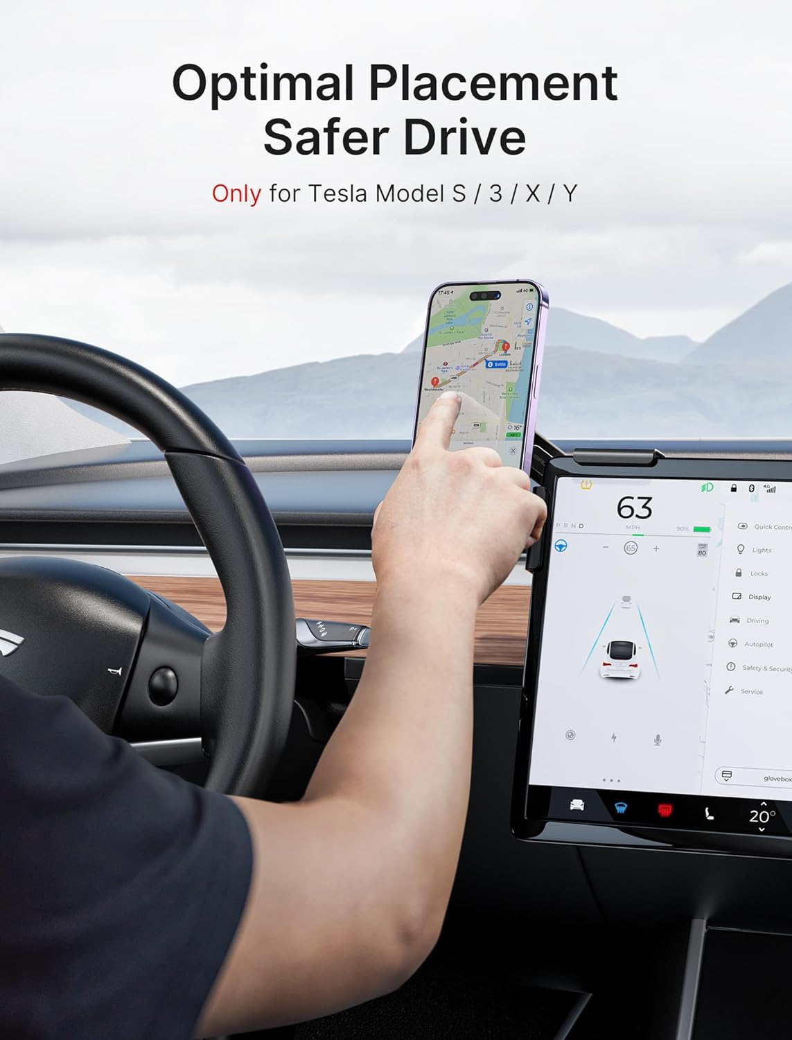 TRAHOOTesla Phone Mount, for MagSafe Phone Holder Stand 【ScreenLocked