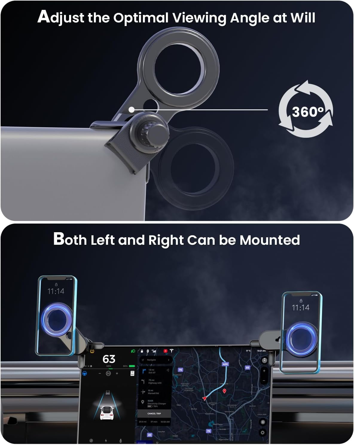 TRAHOOTesla Phone Mount,【Strongest Power】 Tesla Model 3/Y