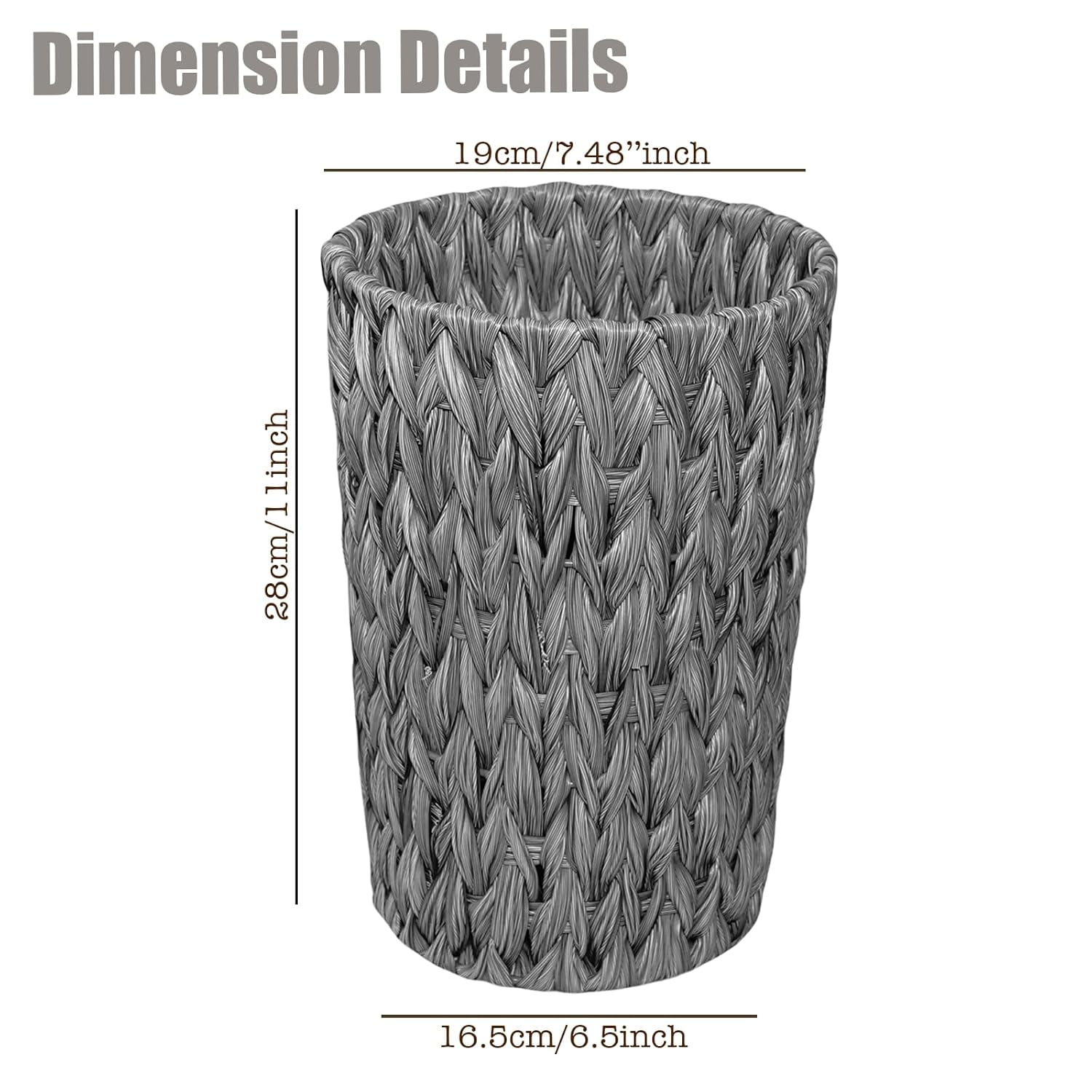 TRAHOO-Trash Can, Boho Wicker Waste Basket, Woven Trash Bin, Round ...